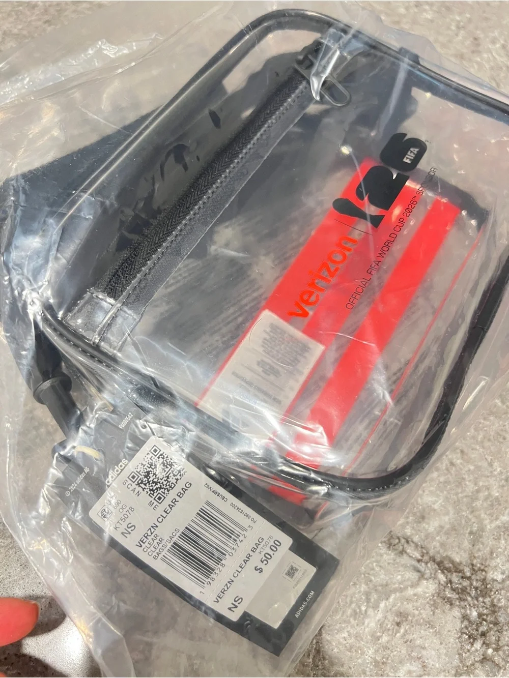 NWT FIFA Adidas x Verizon Clear Crossbody  + Stainless Water Bottle